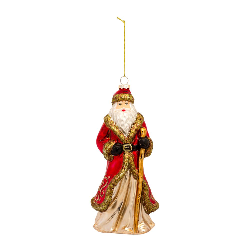 Santa Ornament (Set of 6) 8"H Glass. Picture 1