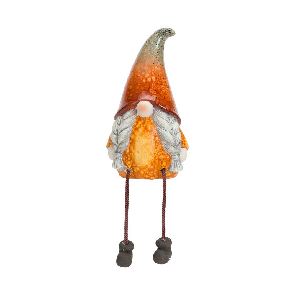 Pumpkin Gnome w/Dangle Legs (Set of 2) 8"H Terra Cotta. Picture 3