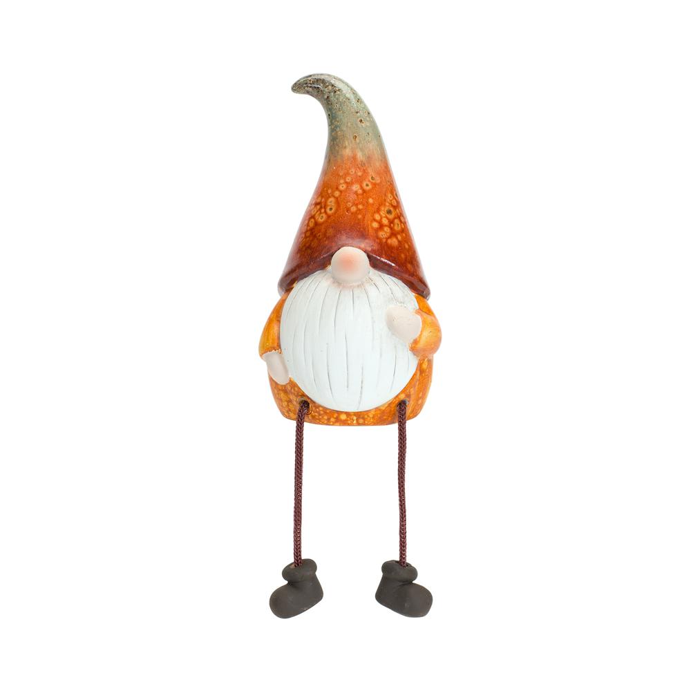 Pumpkin Gnome w/Dangle Legs (Set of 2) 8"H Terra Cotta. Picture 1