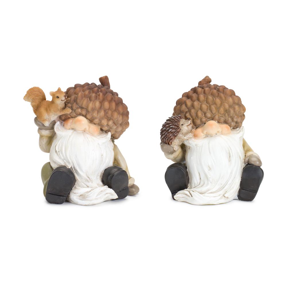 Gnome w/Acorn Hat (Set of 2) 4"H Resin. Picture 1