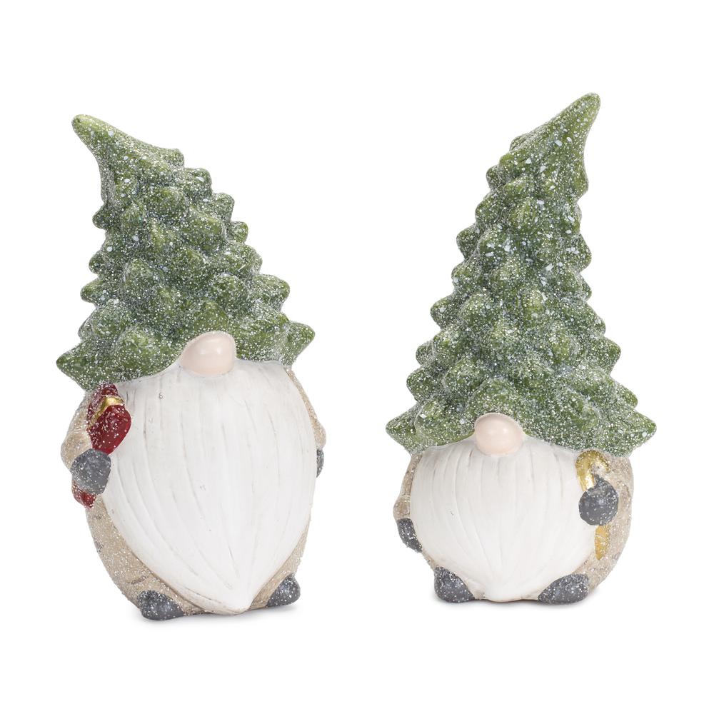 Gnome w/Tree Hat (Set of 2) 7"H Terra Cotta. Picture 4