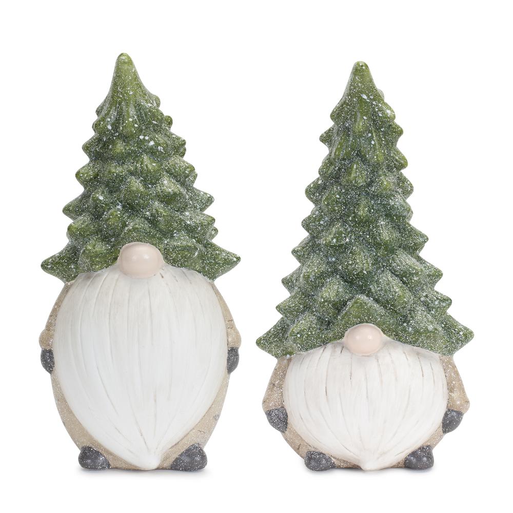 Gnome w/Tree Hat (Set of 2) 11.25"H Terra Cotta. Picture 1