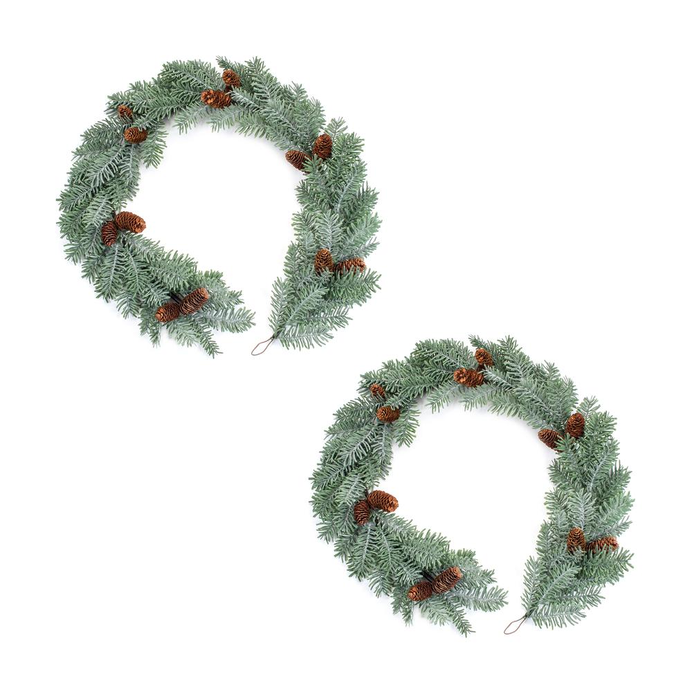 Pine Garland (Set of 2) 5'L Plastic. Picture 1