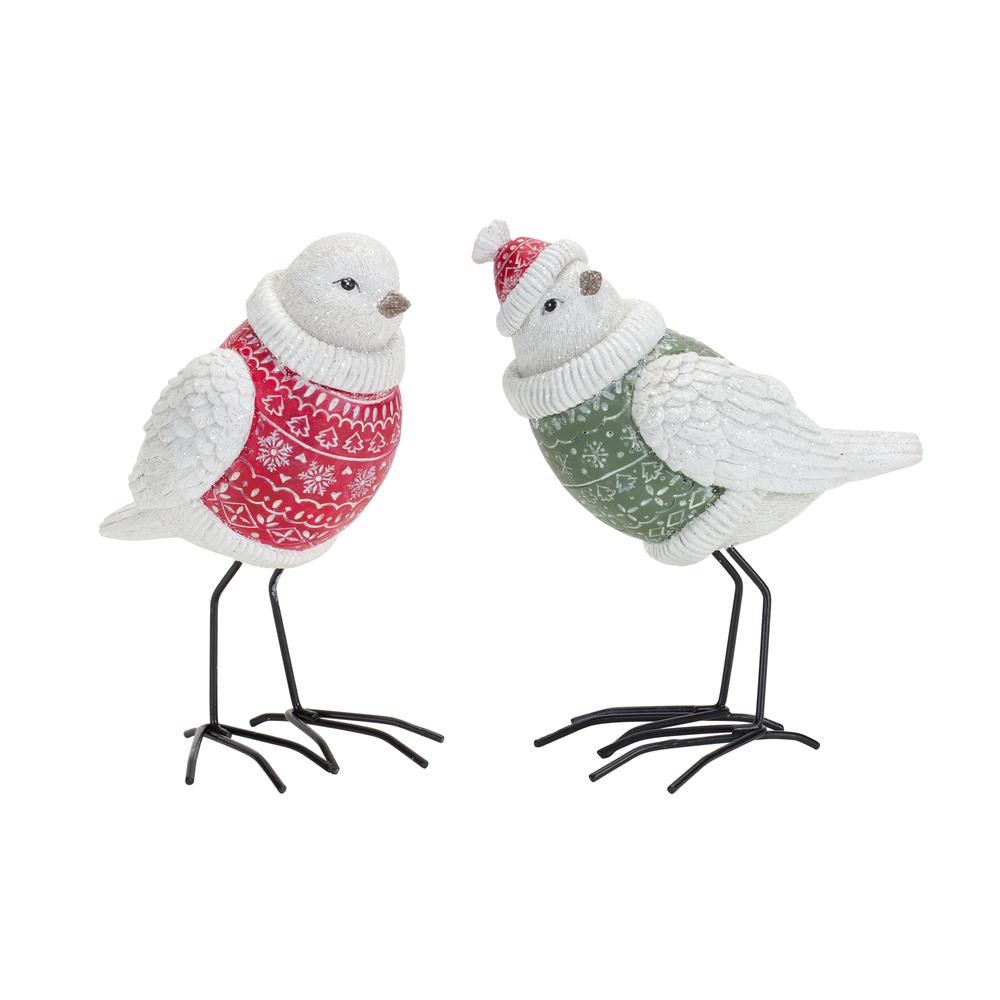 Bird w/Sweater (Set of 2) 6.25"H, 6.75"H Resin. Picture 1