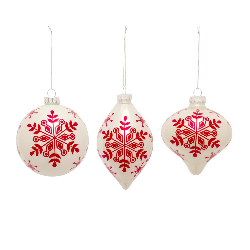 Glass Ornament (Set of 6) White Glass, 83552DS. Picture 1