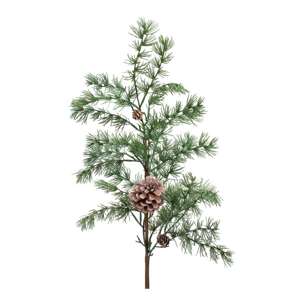 Pine Spray w/Pine Cones (Set of 6) Green Plastic, 83567DS. Picture 1