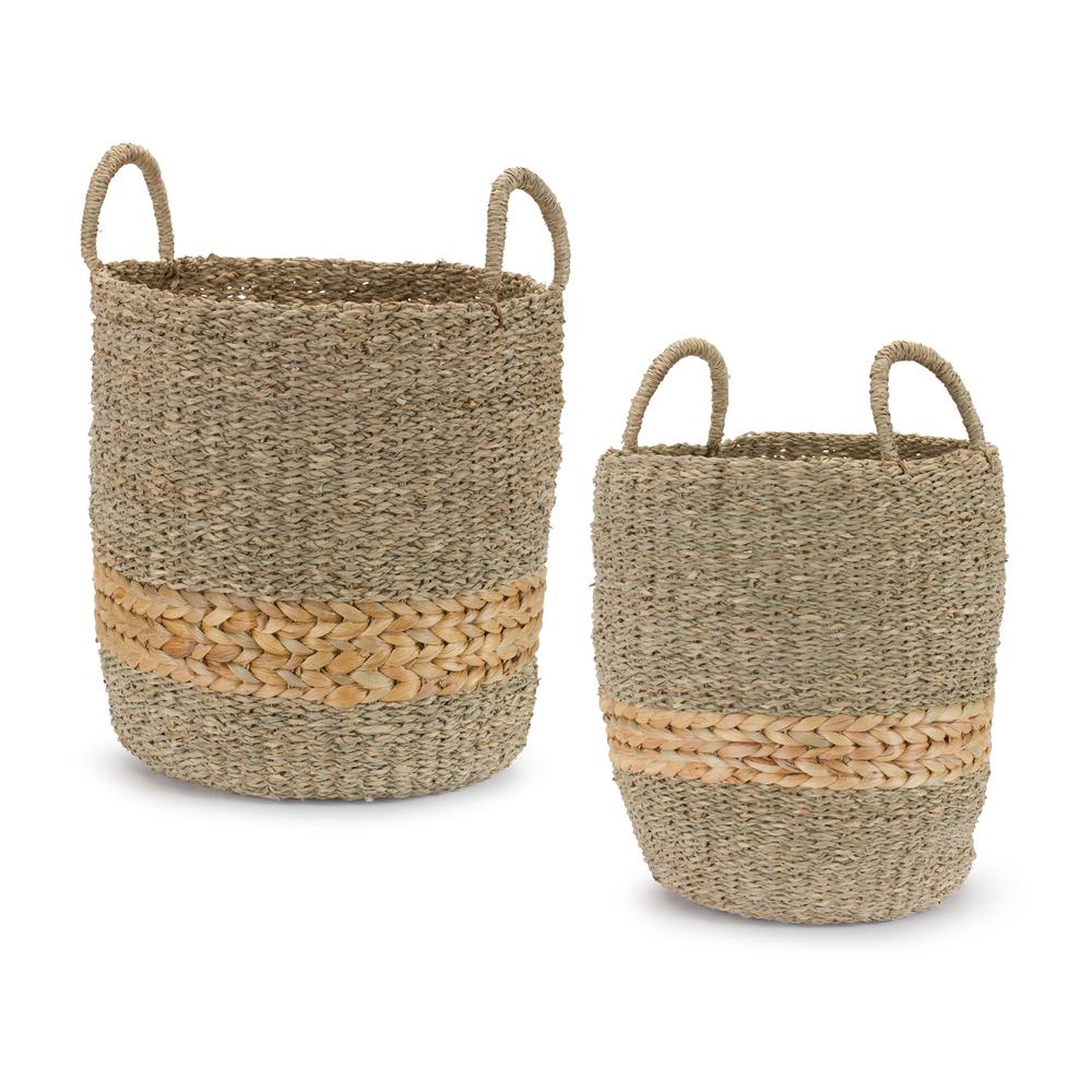 Seagrass Basket (Set of 2) Beige Seagrass, 83575DS. Picture 1