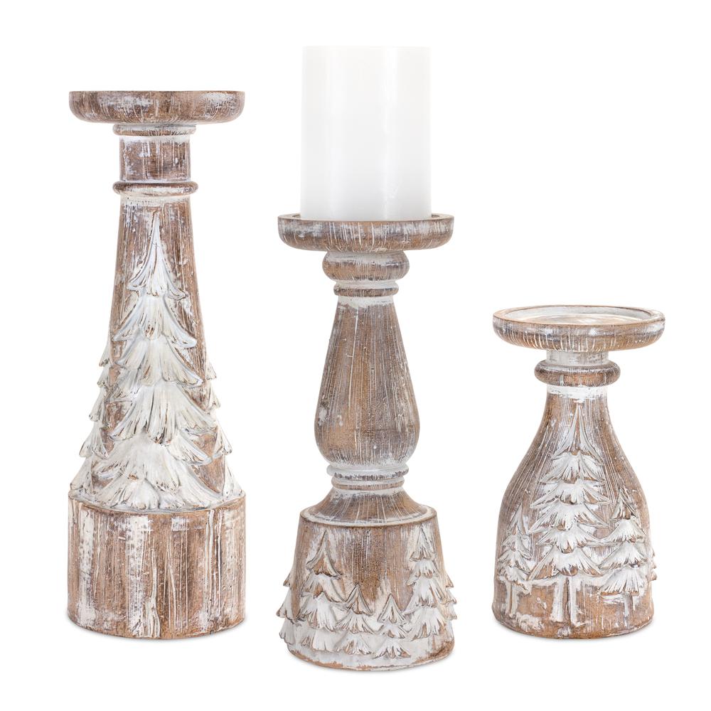 Candle Holder (Set of 3) Brown Polyresin, 83633DS. The main picture.