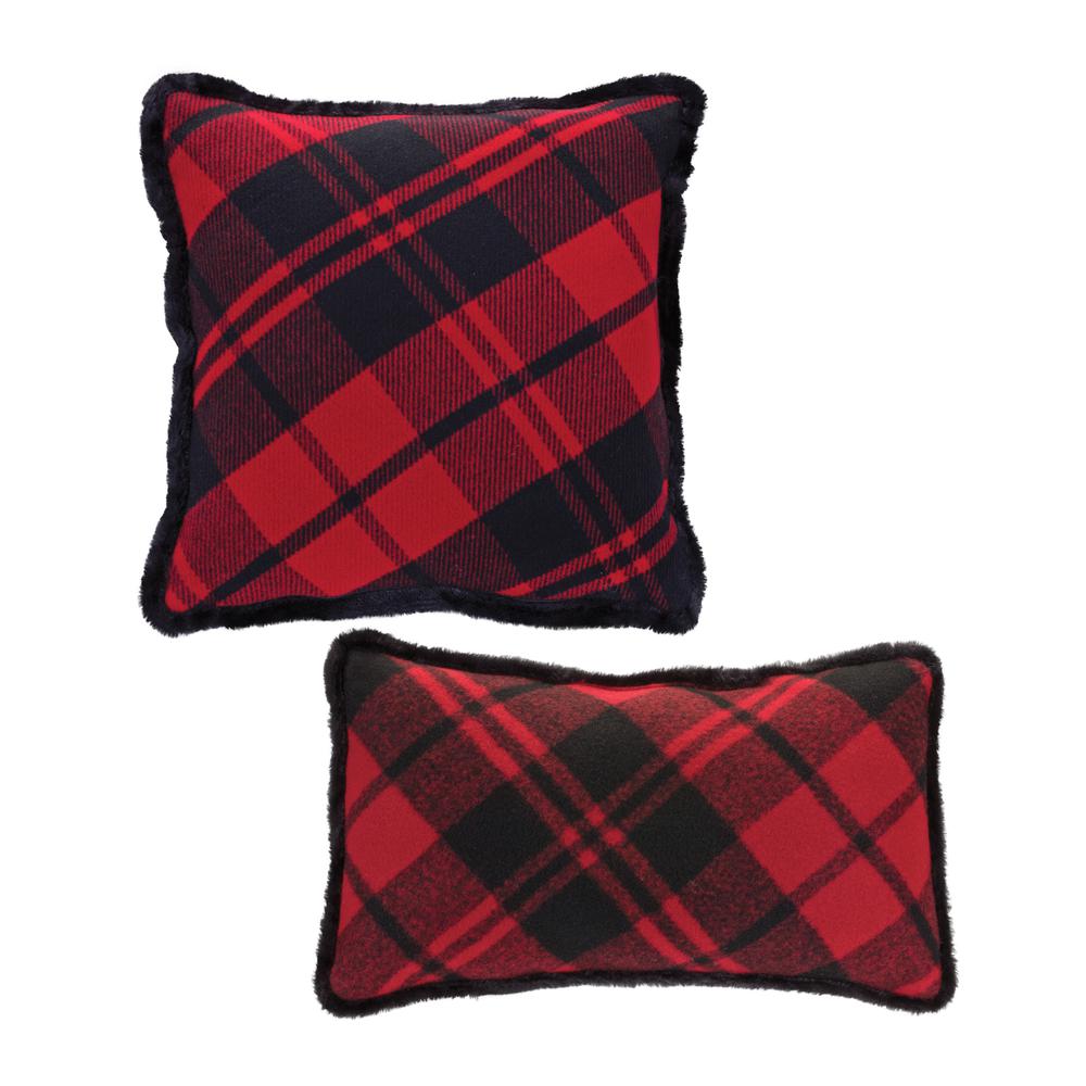 Plaid Pillow (Set of 2) 15"SQ, 20"L x 11.5"H Polyester. Picture 1