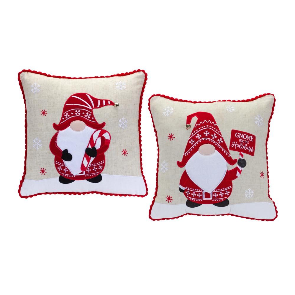 Gnome Holiday Pillow (Set of 2) 15"SQ Polyester. Picture 1