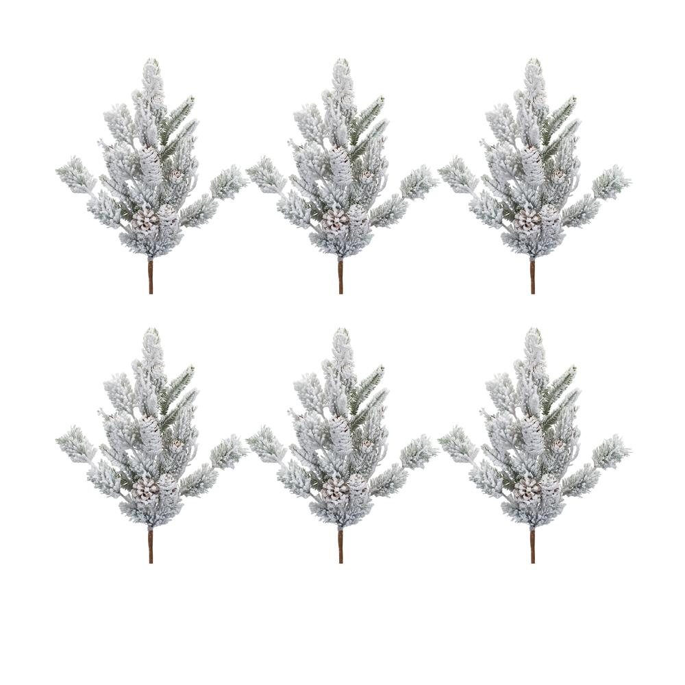 Snowy Mix Pine Spray (Set of 6) 32"H Plastic. Picture 1