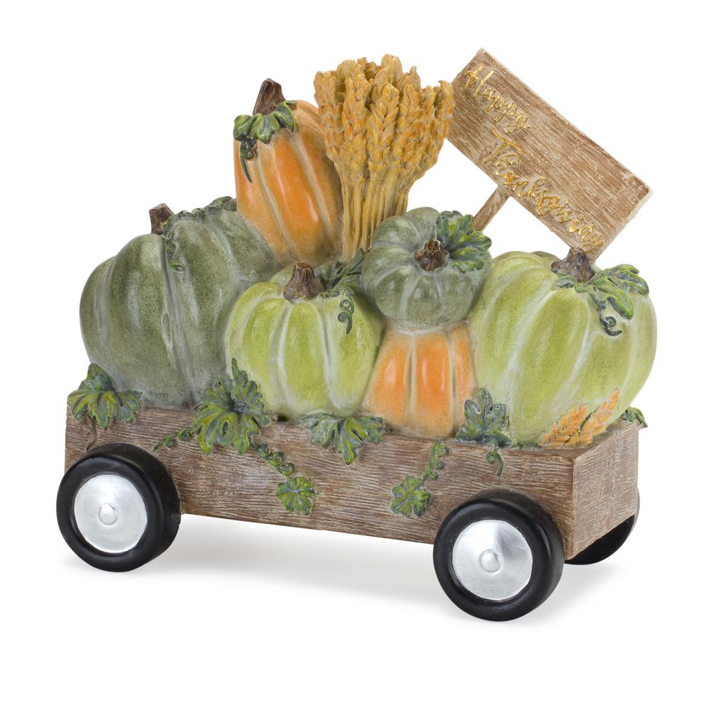 Happy Thanksgiving Wagon 8.5"L x 4"H Resin. Picture 1