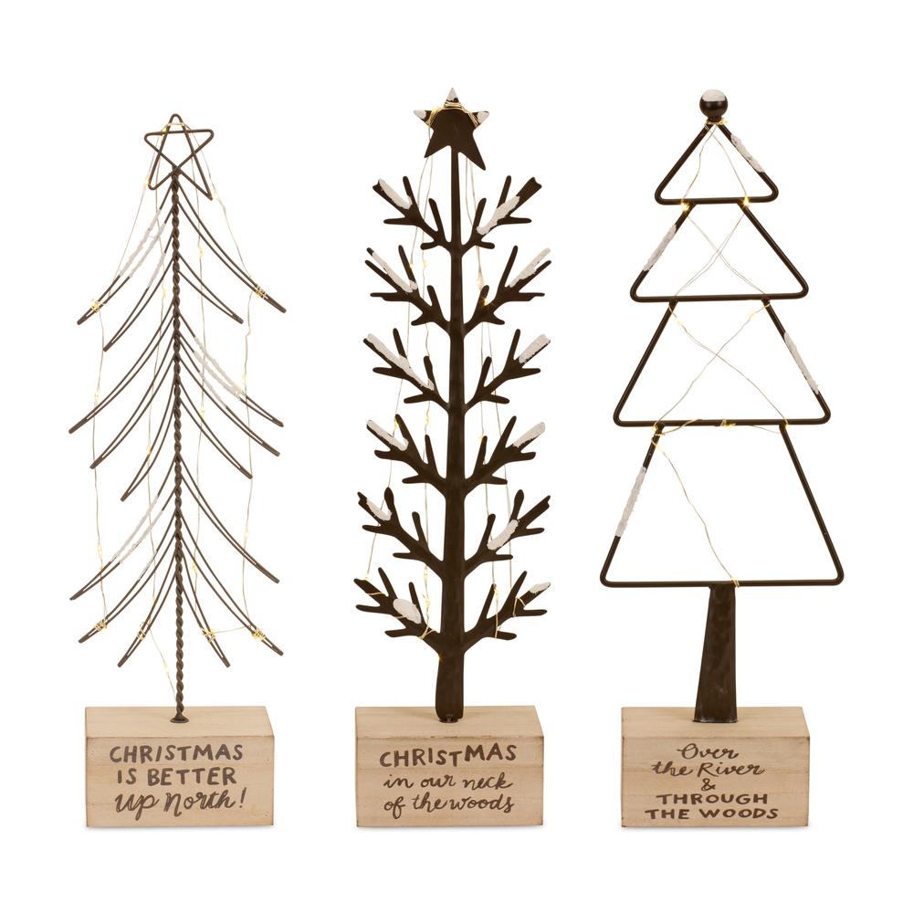LED Christmas Tree (Set of 3) 17.75"H, 18.75"H, 18.75"H MDF. Picture 1