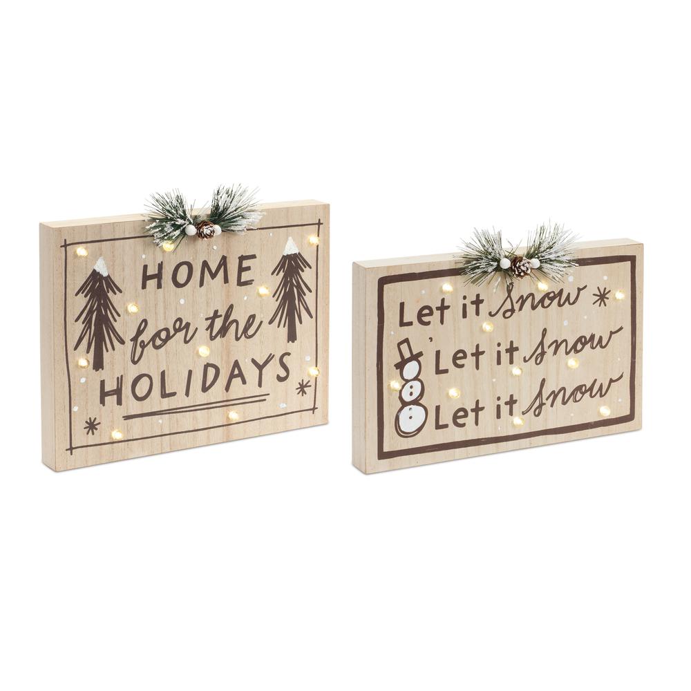 LED Holiday and Snow Sign (Set of 2). Picture 1