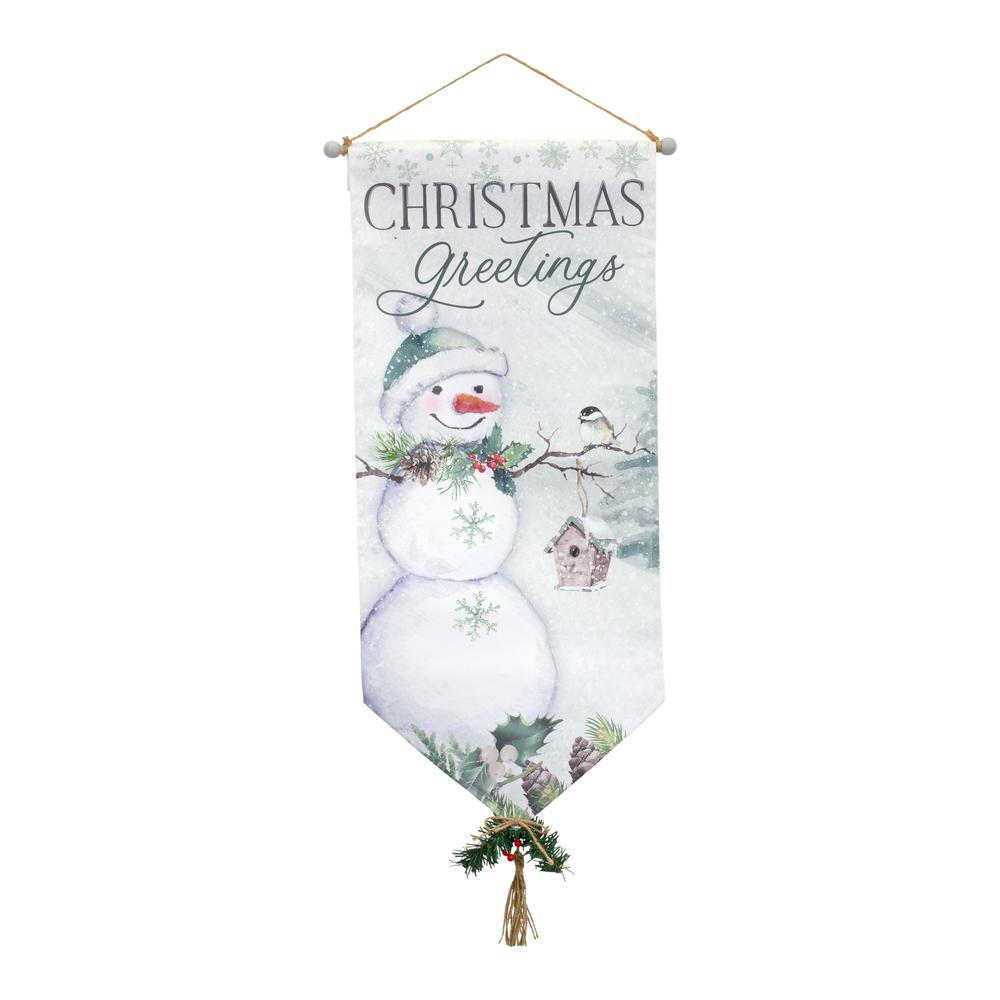 Christmas Greetings Banner (Set of 4) 33.5"L x 14.75"W Canvas. Picture 1