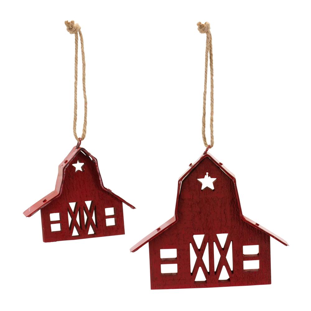 Barn Ornament (Set of 24) 3"H, 5"H Wood. Picture 1