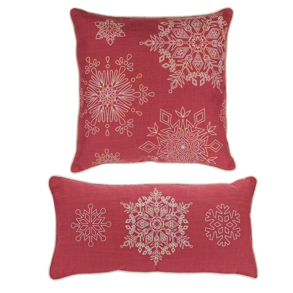 Snowflake Pillow (Set of 2) 17"SQ, 19"L x 9"H Polyester. Picture 1