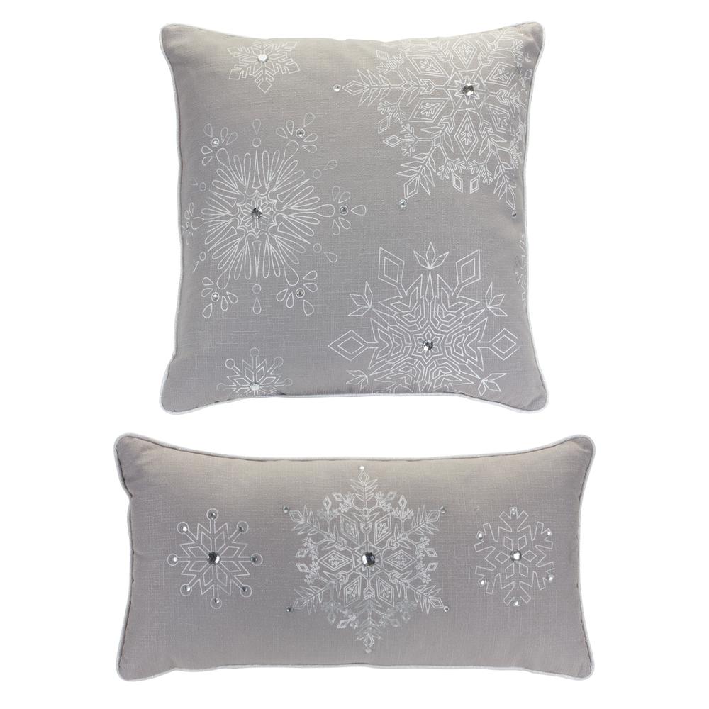 Snowflake Pillow (Set of 2) 17"SQ, 19"L x 9"H Polyester. Picture 2