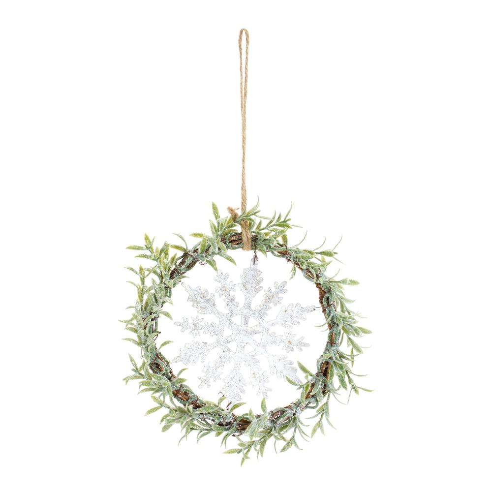 Mini Wreath w/Snowflake (Set of 6) 7.5"D Plastic. Picture 1