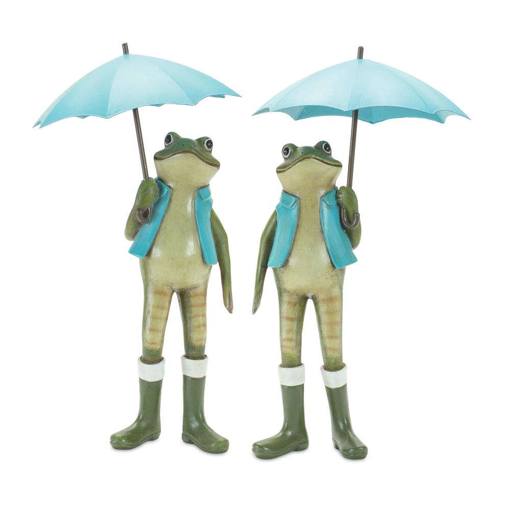 Frog w/Umbrella (Set of 2) 11"H Resin. Picture 2