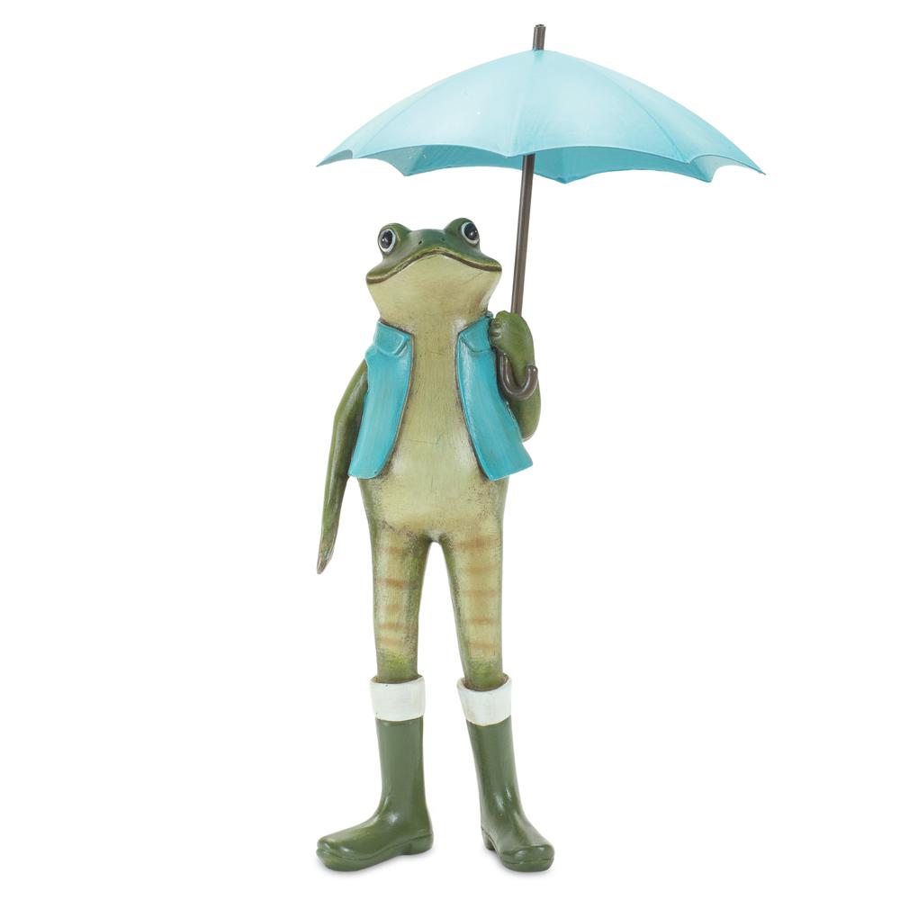 Frog w/Umbrella (Set of 2) 11"H Resin. Picture 4
