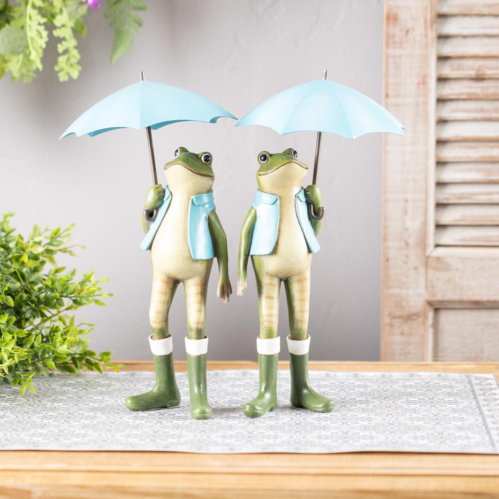 Frog w/Umbrella (Set of 2) 11"H Resin. Picture 1