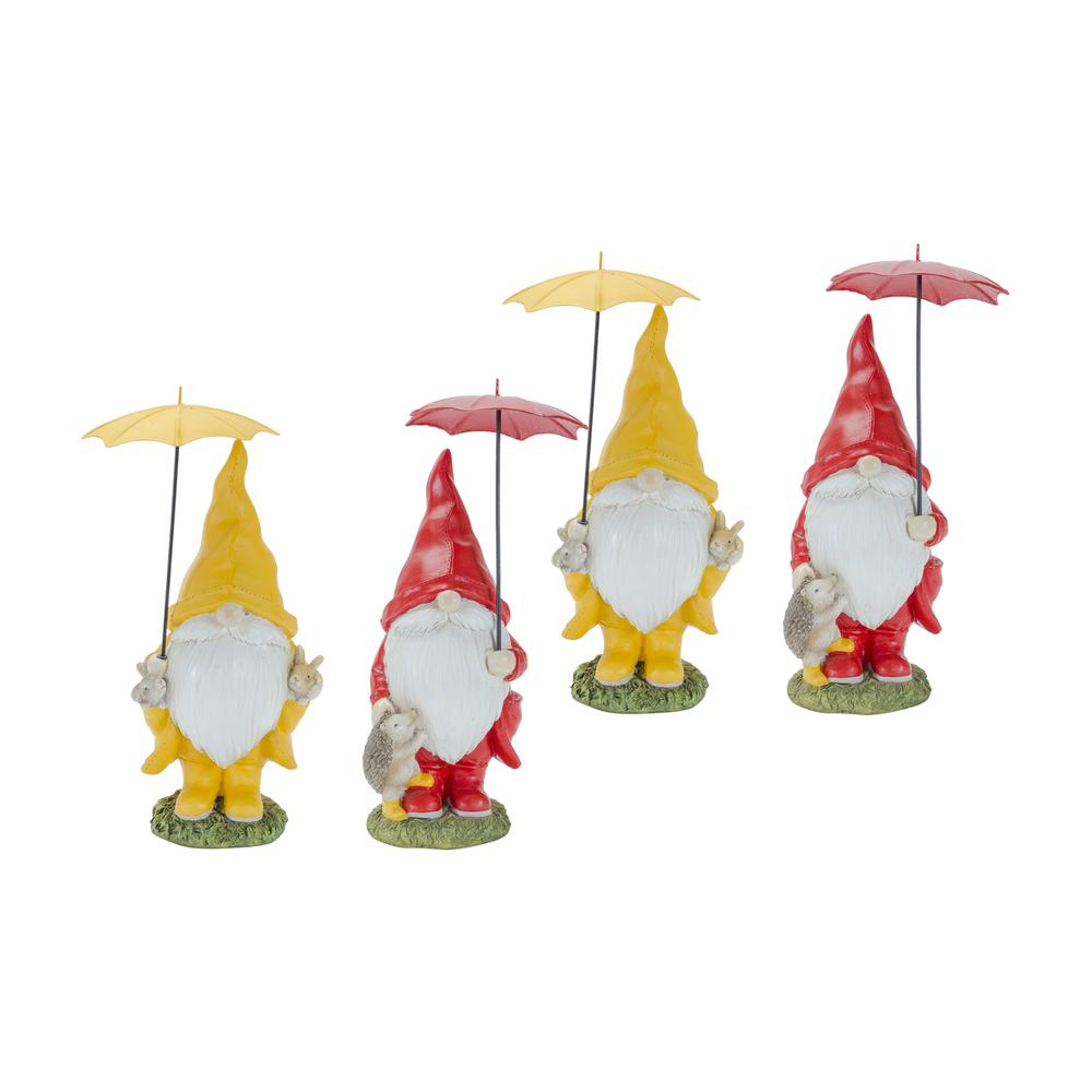 Gnome w/Umbrella (Set of 4) 6.5"H, 8.5"H Resin. Picture 2