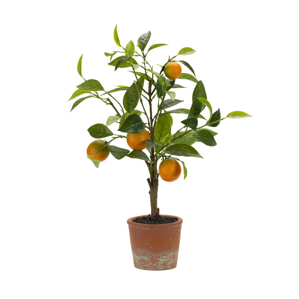 Potted Orange Tree 21.5"H Polyester. Picture 1