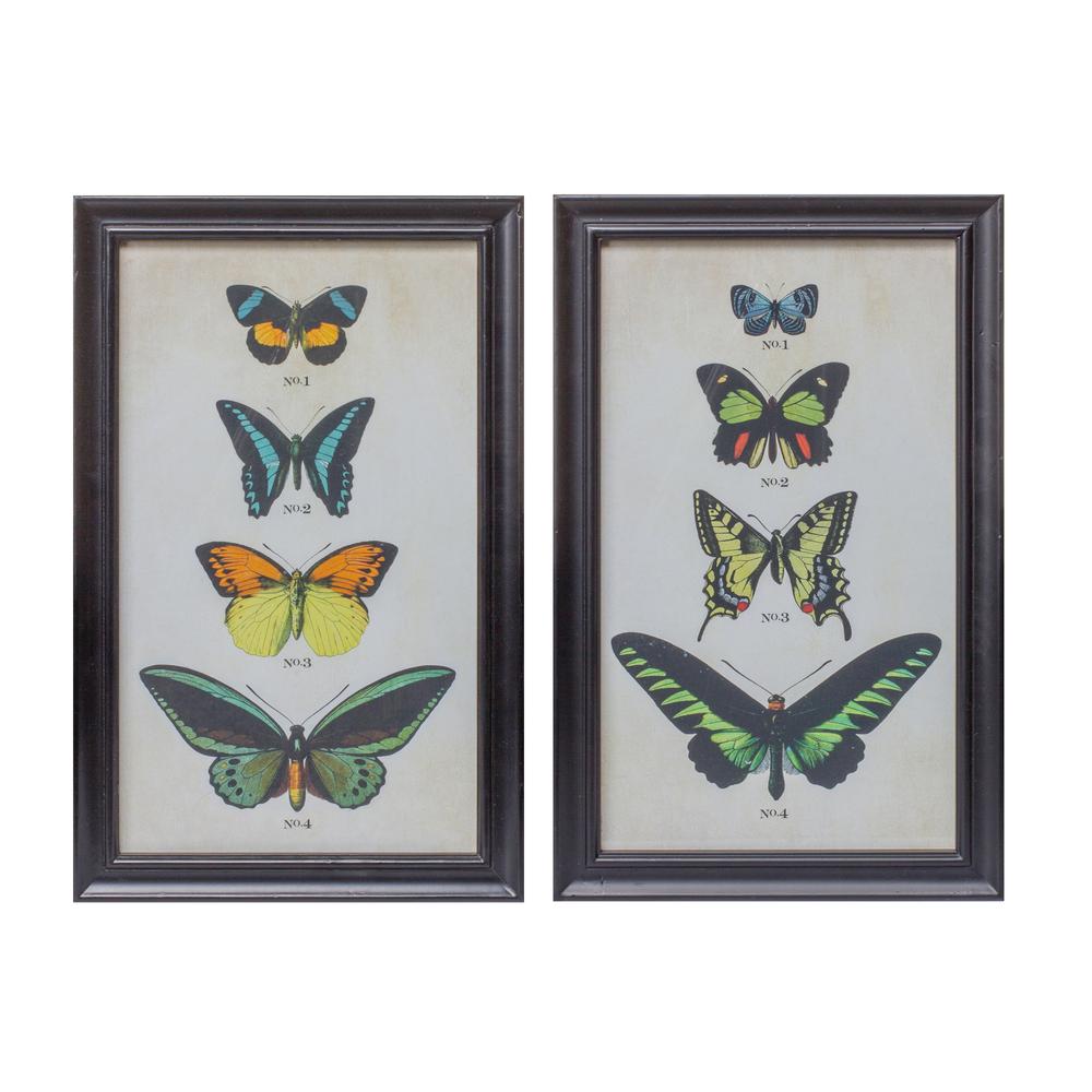 Framed Butterfly Print (Set of 2) 11.25"L x 18.25"H Wood/Glass. Picture 1