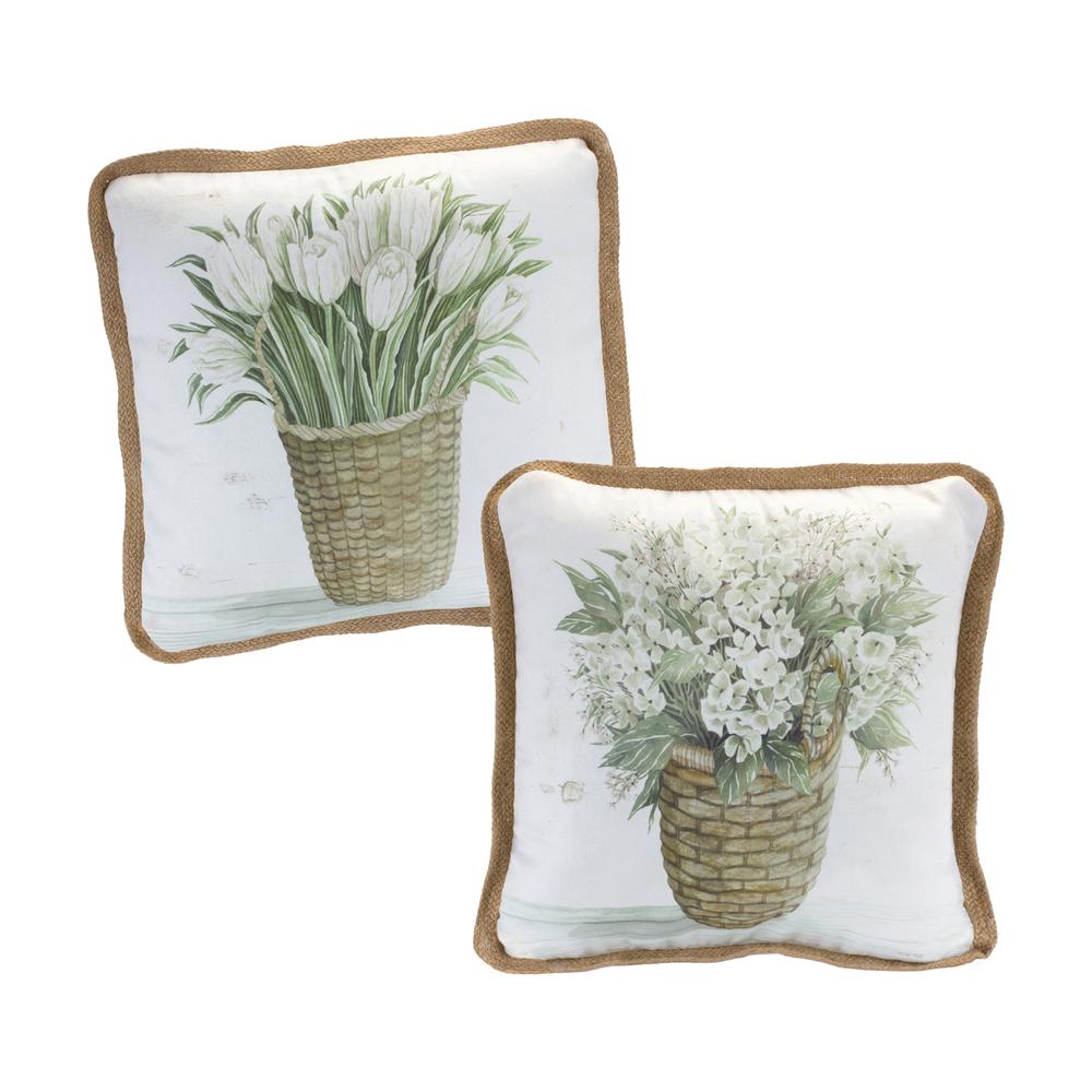 Floral Pillow (Set of 2) 16"SQ Polyester. Picture 1