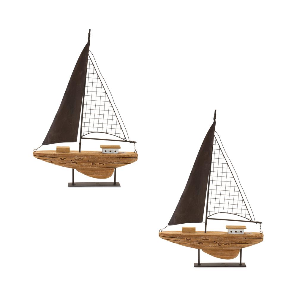 Sailboat (Set of 2) 11.5"L x 18"H Wood/Iron. Picture 2