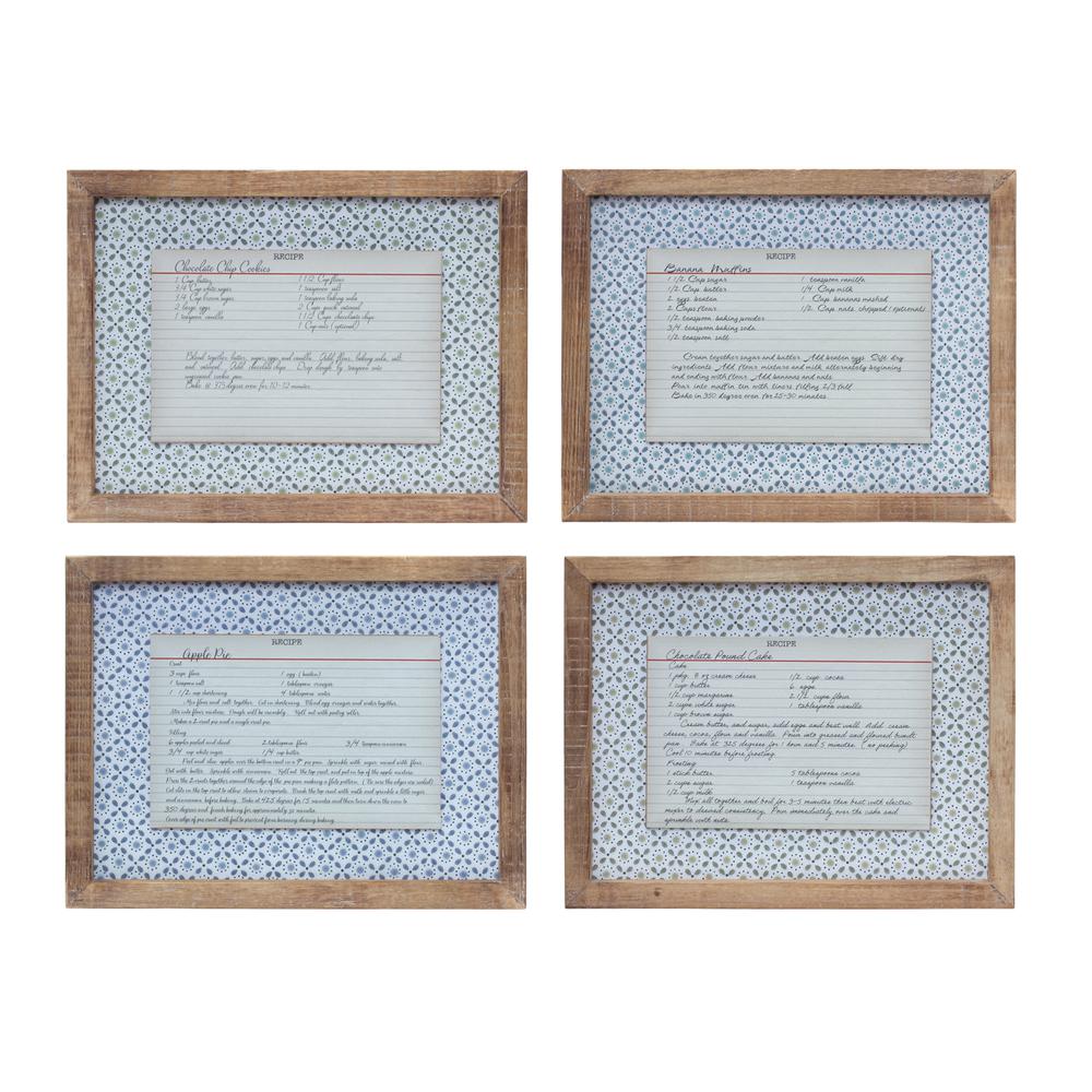 Framed Recipe Card (Set of 4) 13.5"L x 10.25"H MDF/Wood. Picture 1