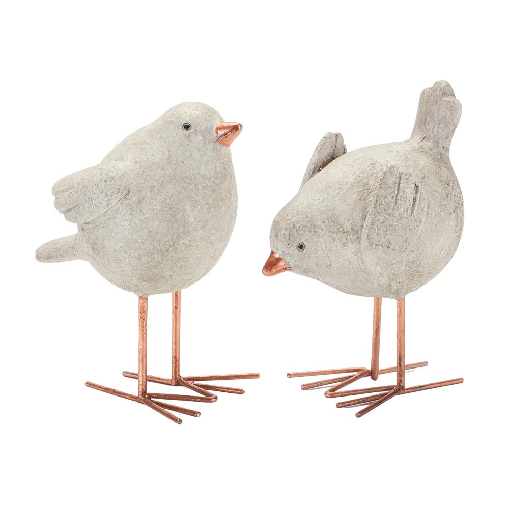 Bird Figurine (Set of 6) Grey Lime Powder. The main picture.