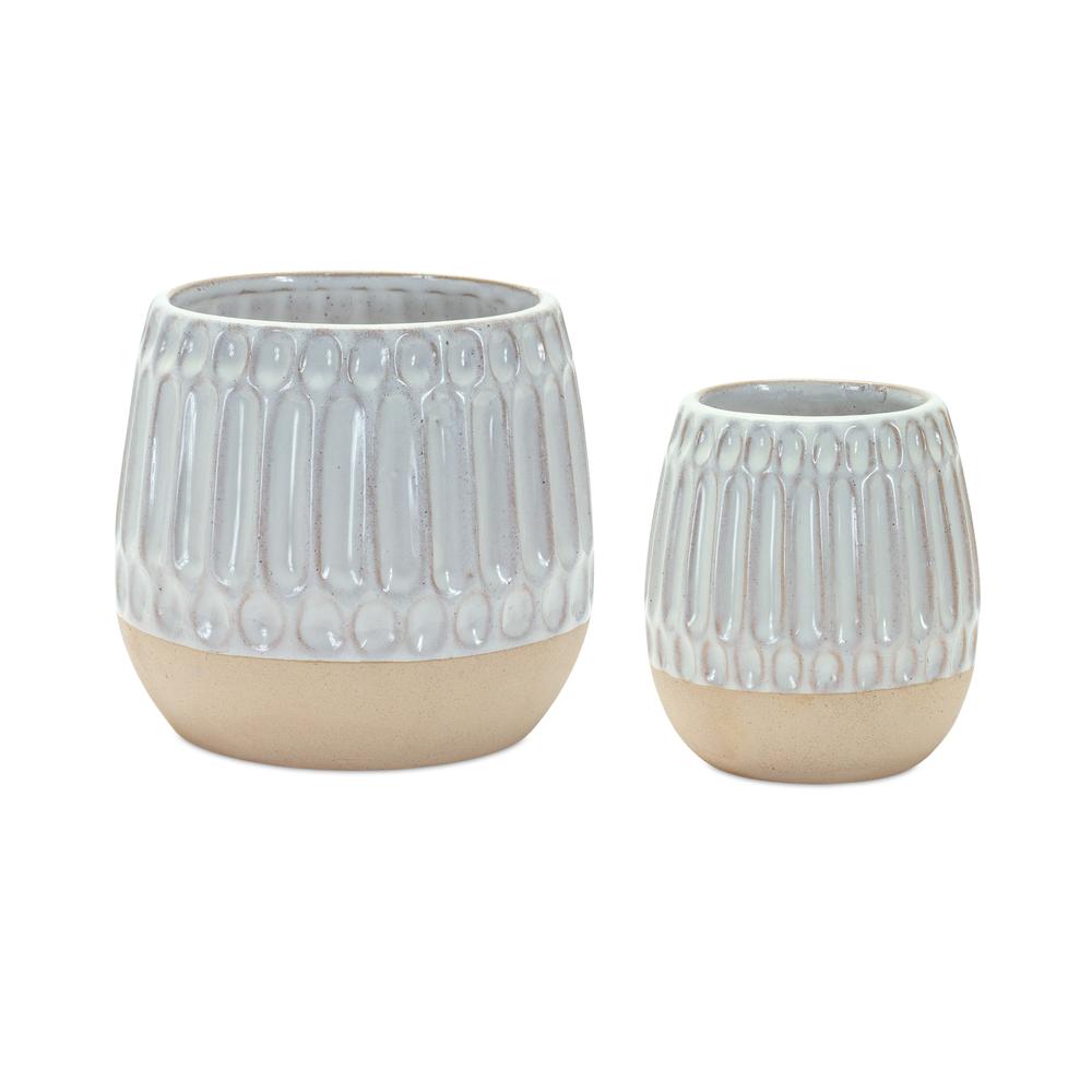 Vase (Set of 2) 3.5"D x 4.25"H, 4.75"D x 5"H Porcelain. Picture 1