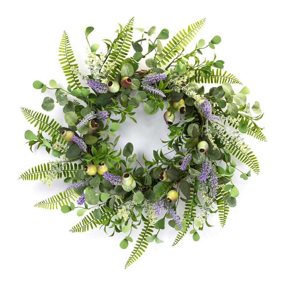 Foliage and Pod Wreath 19.5"D Polyester. Picture 1