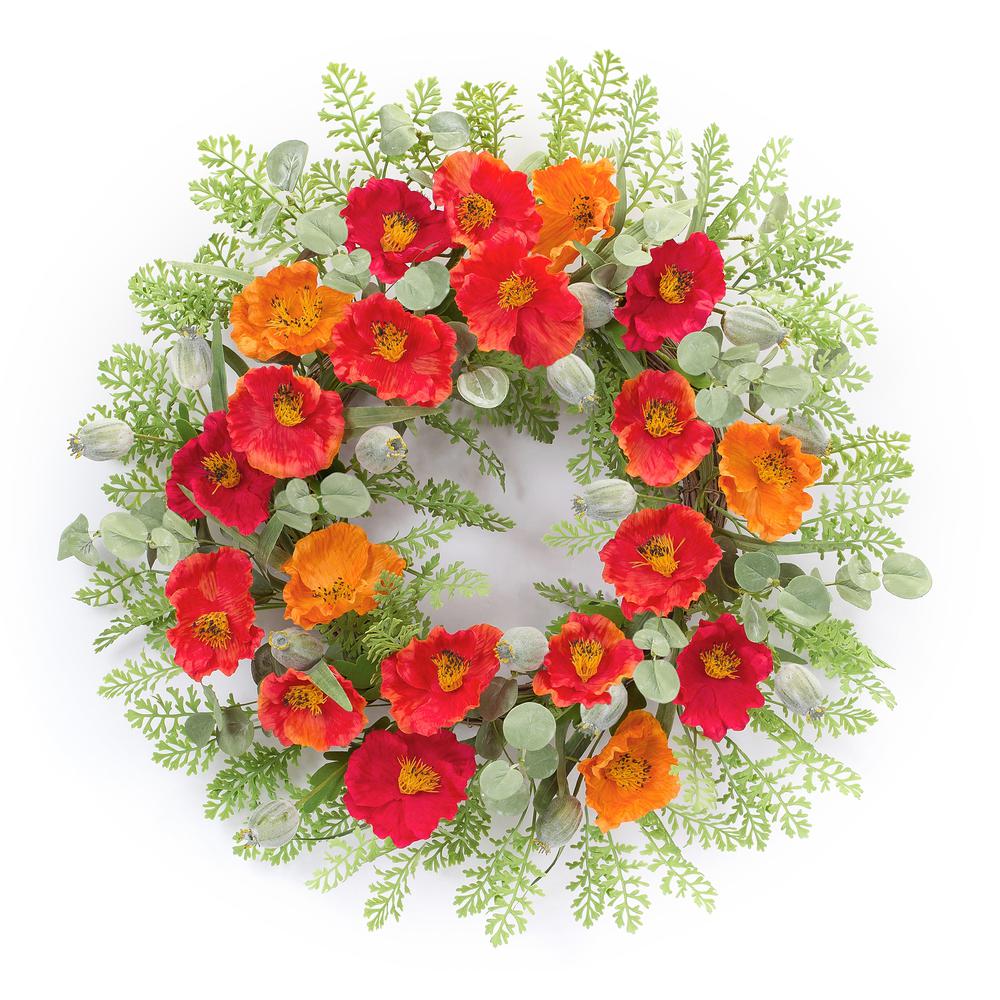 Poppy Wreath 18.5"D Polyester. Picture 1