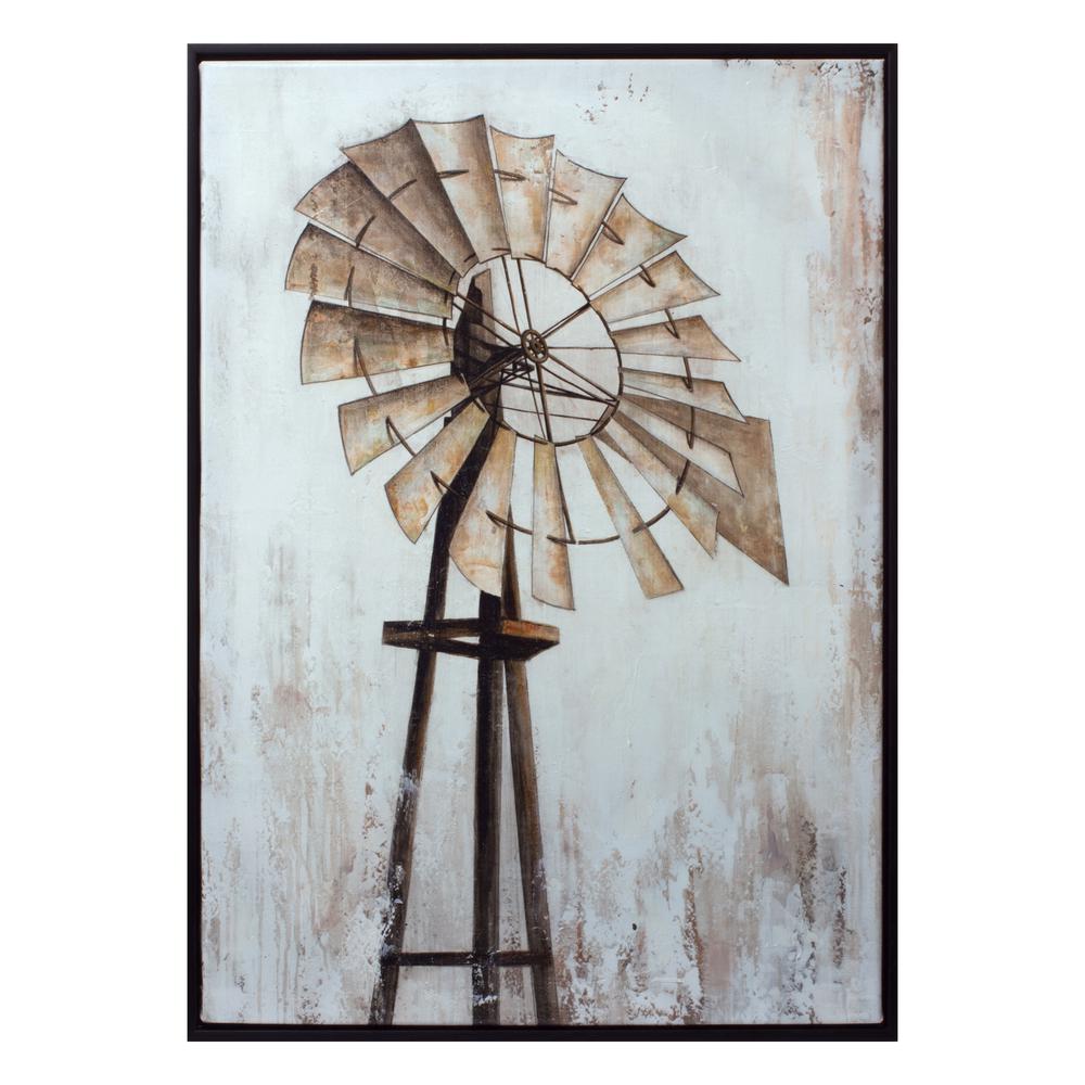 Framed Windmill Print 20.25"L x 28"H Canvas. Picture 1