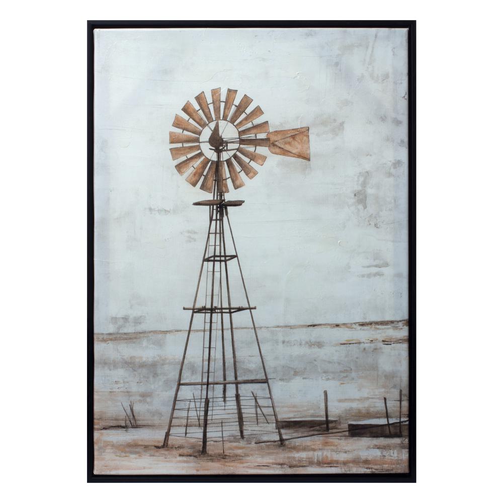 Framed Windmill Print 20.25"L x 28"H Canvas. Picture 1