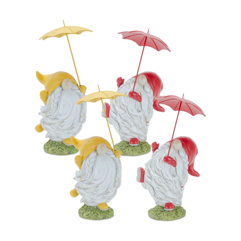 Gnome w/Umbrella (Set of 4) 7.75"H, 8.25"H Resin. Picture 2