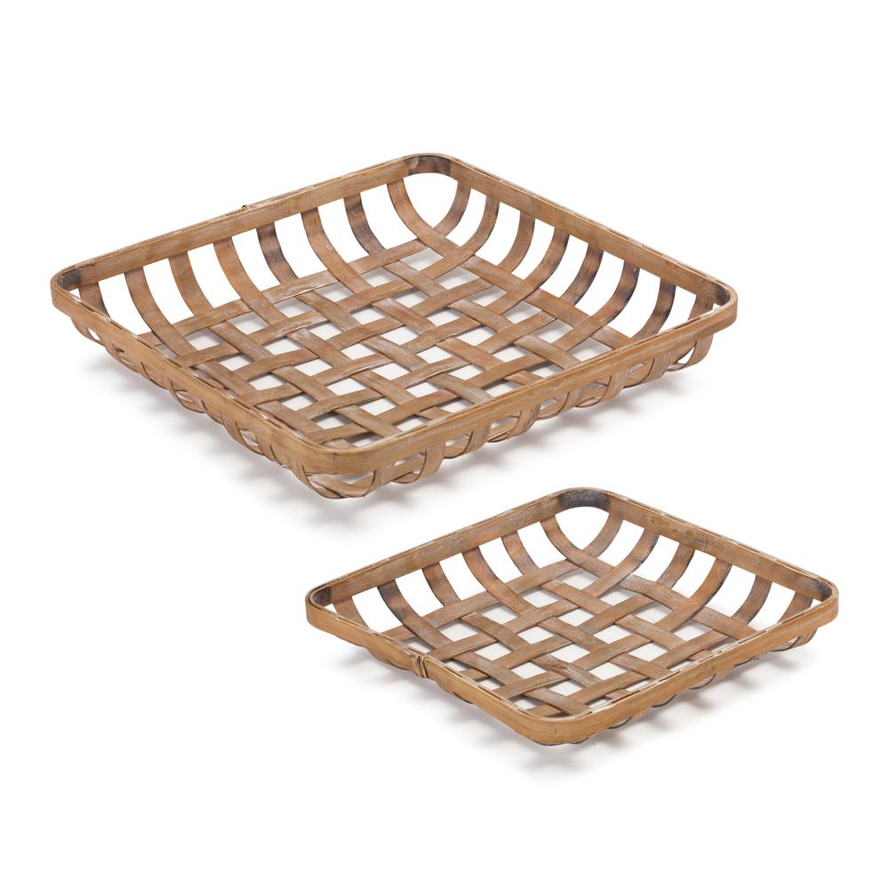 Tray (Set of 2) 13.5"L x 2.25"H, 17"L x 3.25"H Bamboo. Picture 1
