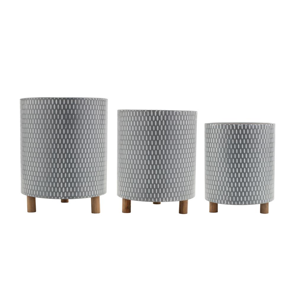 Container (Set of 3) 9.5"D x 11.75"H, 10.5"D x 13.5"H, 12"D x 15"H Iron/Wood. Picture 1