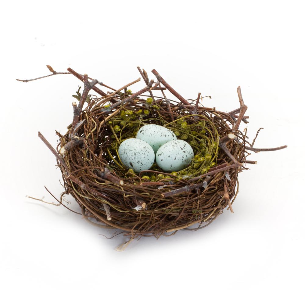 Nest with Eggs (Set of 6) 6.5"D x 3"H Natural/Foam. Picture 1