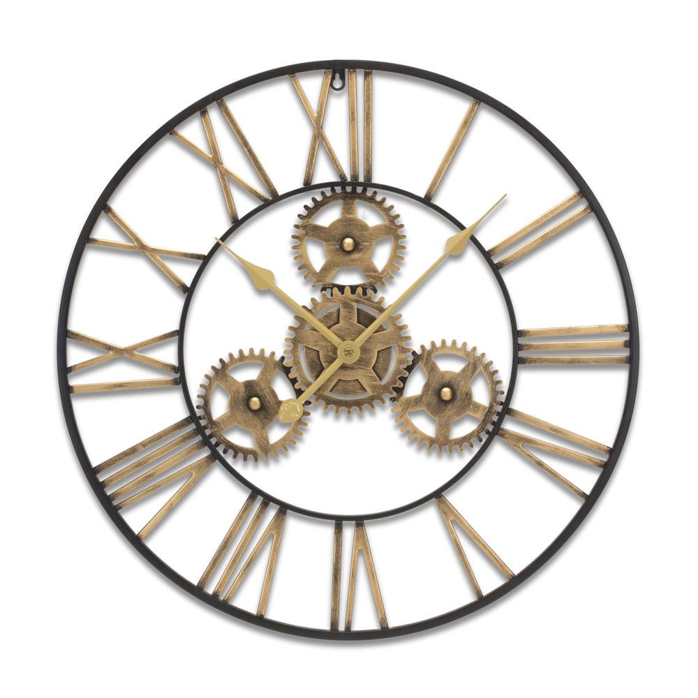 Iron Wall Clock Gold Iron Metal. Picture 1