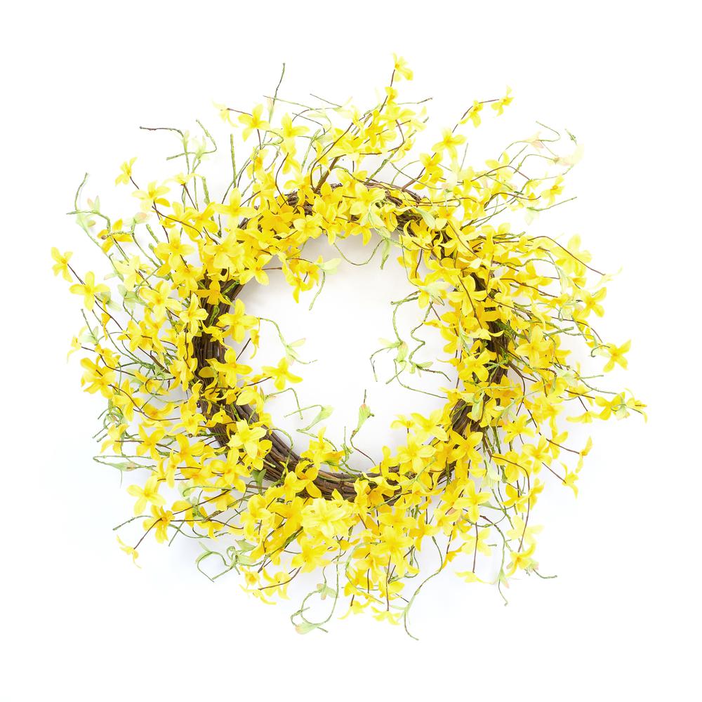 Forsythia Wreath 21.75"D Polyester. Picture 1