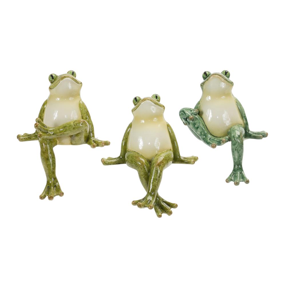 Frog Shelf Sitters (Set of 3) 4"H Resin. Picture 1