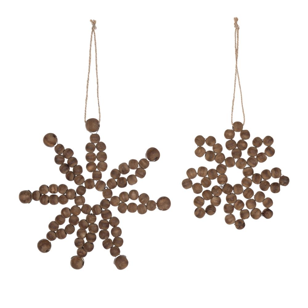 Snowflake Ornament (Set of 12) 4.75"D, 6.75"D Wood. Picture 2