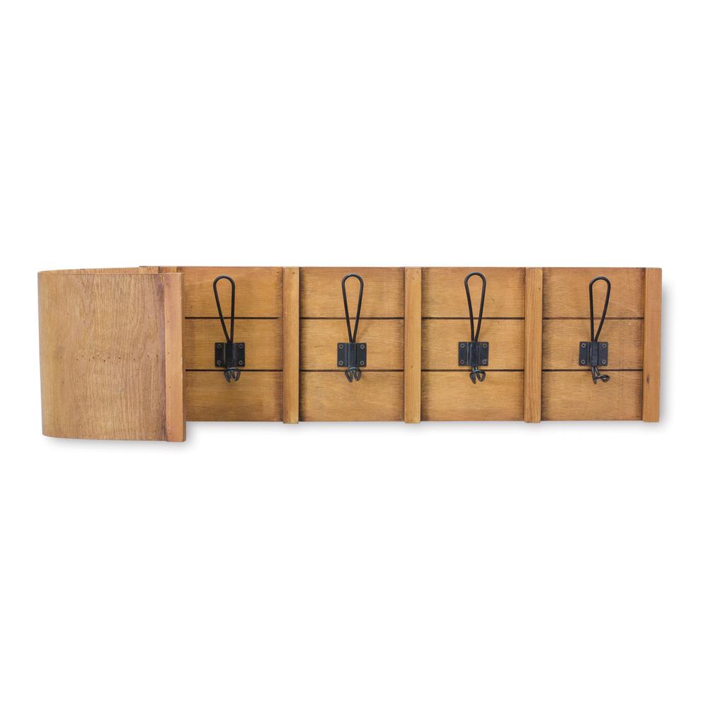 Toboggan Shelf w/Hooks 31"L x 8"H Wood/Iron. Picture 1