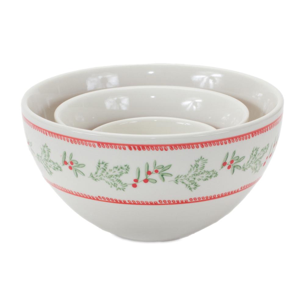 Christmas Bowl (Set of 3) 3.5"D x 2"H, 5"D x 2.75"H, 6.75"D x 3.75"H Stoneware. Picture 1