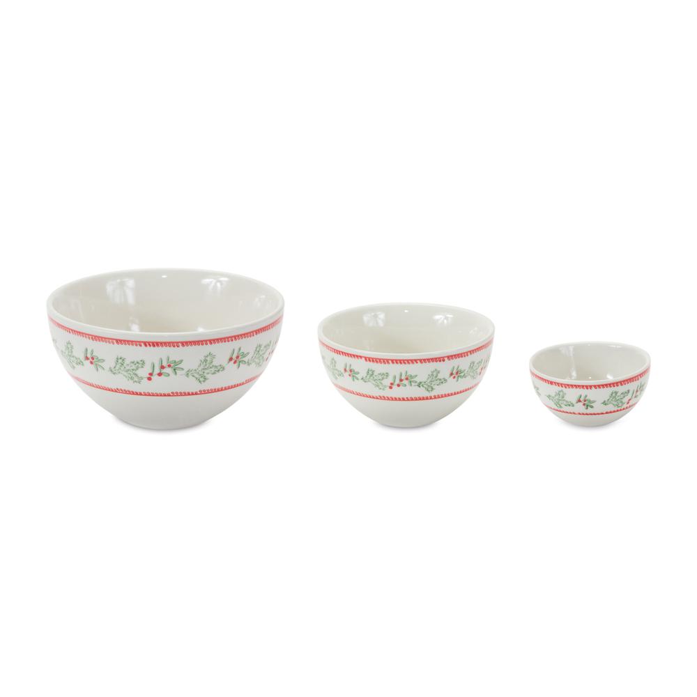 Christmas Bowl (Set of 3) 3.5"D x 2"H, 5"D x 2.75"H, 6.75"D x 3.75"H Stoneware. Picture 2