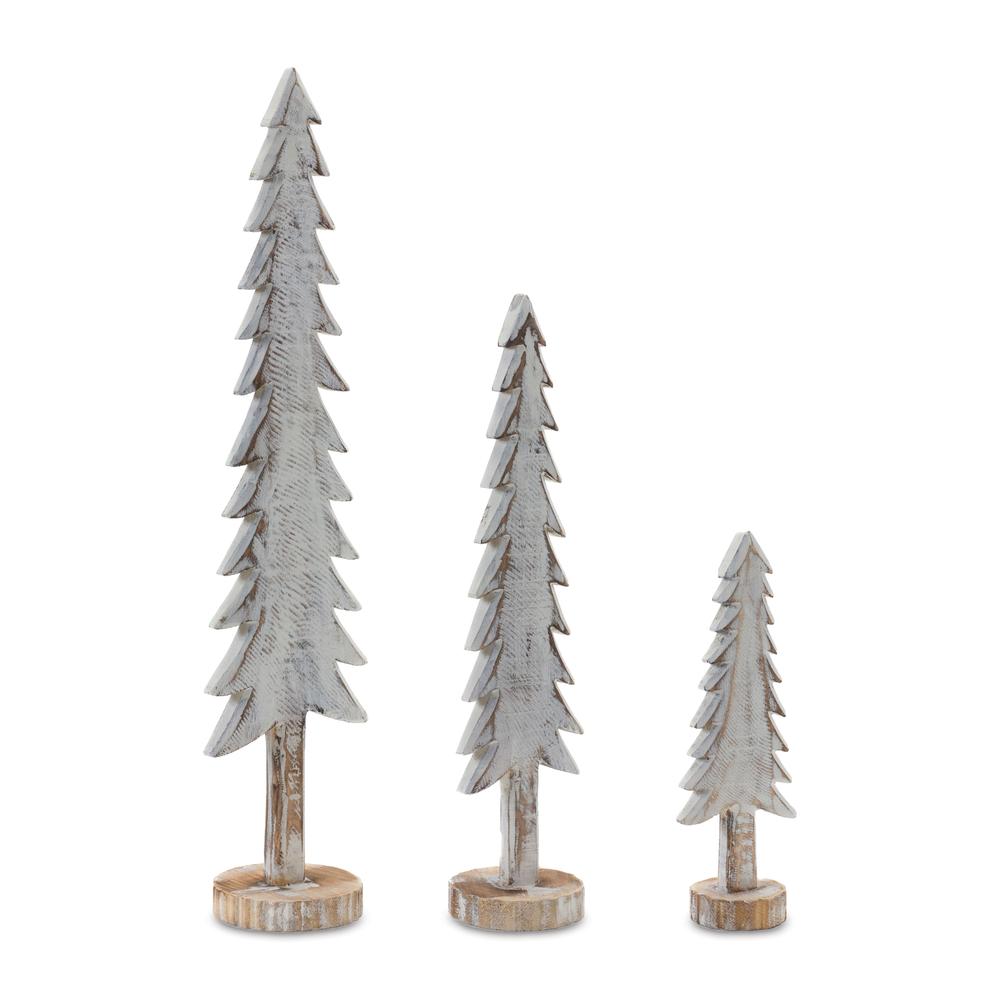 Tree (Set of 6) 10"H, 16"H, 21.5"H Wood. Picture 1